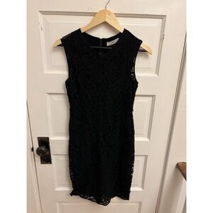 Cluny The Label Women's‎ Black Lace Silk Blend Sheath Dress Size 2